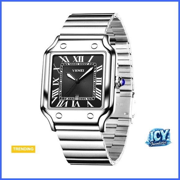 Stainless Steel Roman Numerals Analog Watch Waterproof Date Display main image 4